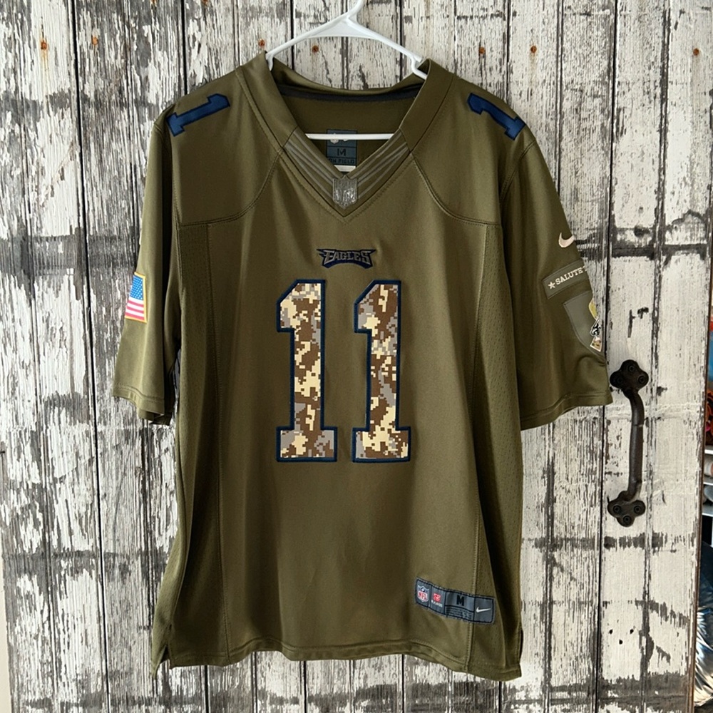 Eagles football Salute to Service special edition green Wentz #11 NFL jersey